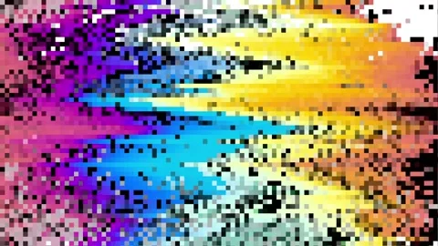 8-bit background. The image on the screen turned into a flickering of colored Stock Footage 146519539