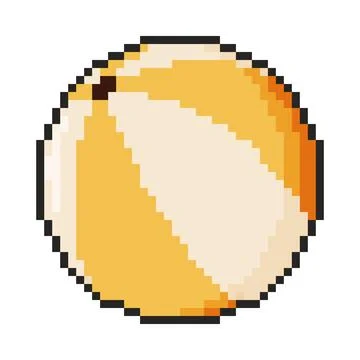 8 bit beach ball icon. Pixel art object. Retro 80s,90s video game graphics. Stock Illustration