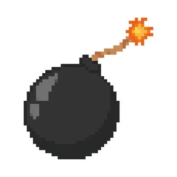 8 bit bomb icon. Pixel art object. Old school vintage game graphics. 스톡 일러스트