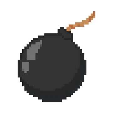 8 bit bomb icon. Pixel art object. Old school computer graphic style. Stock Illustration