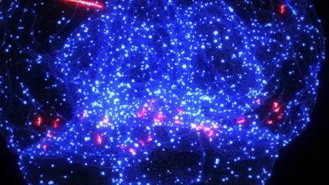 8-Bit Brain Forming from Blue Particles in Retro Wireframe Sci-Fi Hologram Look Vídeos de archivo 308417978