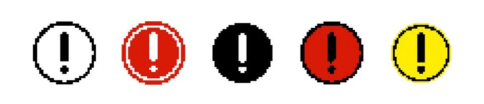 8 bit caution road sign icon. Pixel error retro banner. Stock Illustration