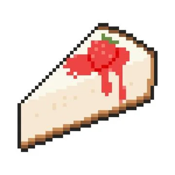 8 bit cheesecake icon. Pixel art object. Old school vintage game graphics. Illustrazione stock