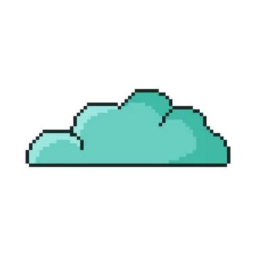 8 bit cloud icon. Pixel art object. Old school computer graphic style. Stock Illustration