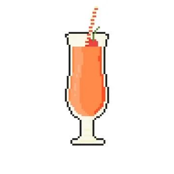 8 bit cocktail icon. Pixel art object. Old school vintage game graphics. Stock Illustration