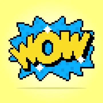 8-bit Comic speech bubbles with expression text WOW. icon for game assets Illustrazione stock