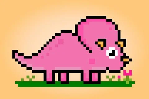 8 bit dinosaur pixels. Animals in vector illustrations Stock Illustration
