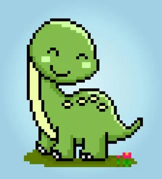 8 bit dinosaur pixels. Animals in vector illustrations Stock Illustration
