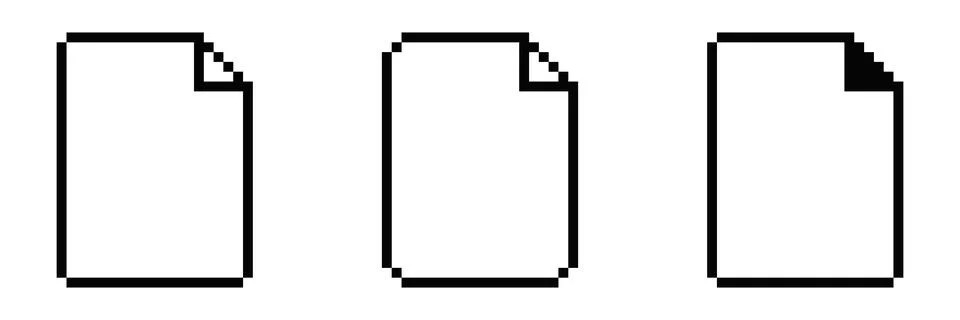 8 bit document icon. Pixel 8bit text file old retro symbol Stock Illustration