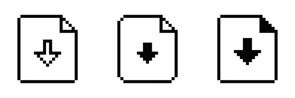 8 bit document icon. Pixel 8bit text file old retro symbol Stock Illustration