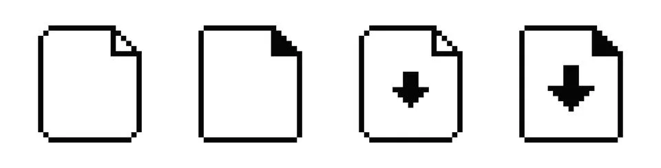 8 bit document icon. Pixel 8bit text file old retro symbol Stock Illustration