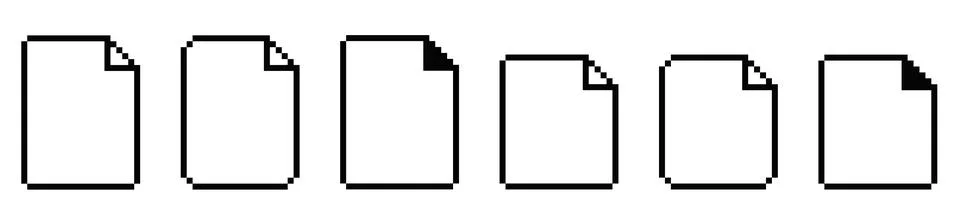 8 bit document icon. Pixel 8bit text file old retro symbol Stock Illustration