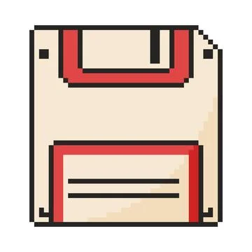 8 bit floppy disk icon. Pixel art object. Retro 80s,90s video game graphics. Stock Illustration