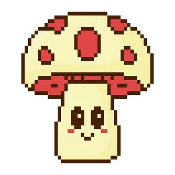 8 bit fly agaric mushroom. Pixel art object. Old school slot machine graphics Stock Illustration
