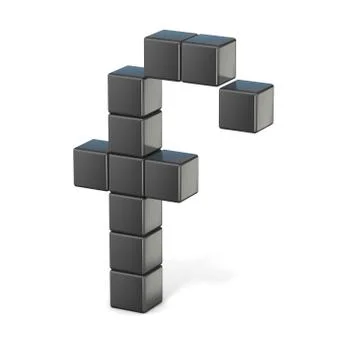 8 bit font. Lowercase letter F. 3D 스톡 일러스트