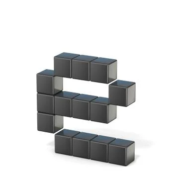 8 bit font. Lowercase letter E. 3D 스톡 일러스트