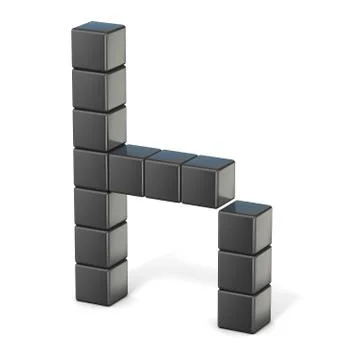 8 bit font. Lowercase letter H. 3D 스톡 일러스트