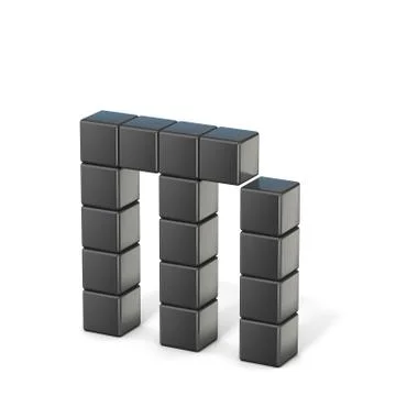 8 bit font. Lowercase letter M. 3D 스톡 일러스트