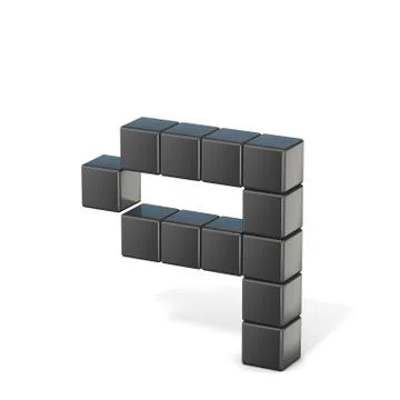 8 bit font. Lowercase letter Q. 3D 스톡 일러스트