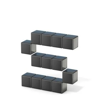 8 bit font. Lowercase letter S. 3D 스톡 일러스트