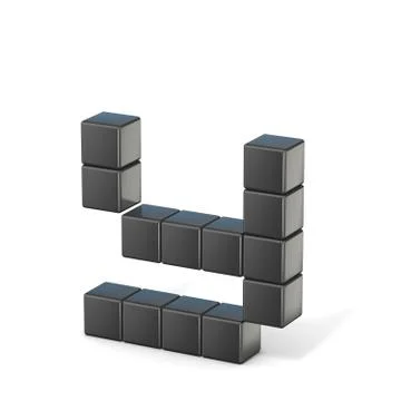 8 bit font. Lowercase letter Y. 3D 스톡 일러스트