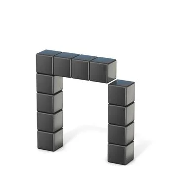 8 bit font. Lowercase letter N. 3D 8 bit font. Lowercase letter N. 3D rend... Stock Photos