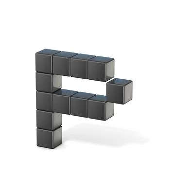 8 bit font. Lowercase letter P. 3D 8 bit font. Lowercase letter P. 3D rend... Stock Photos