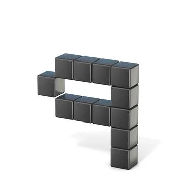 8 bit font. Lowercase letter Q. 3D 8 bit font. Lowercase letter Q. 3D rend... Stock Photos