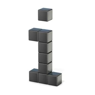 8 bit font. Lowercase letter I. 3D 8 bit font. Lowercase letter I. 3D rend... Stock Photos