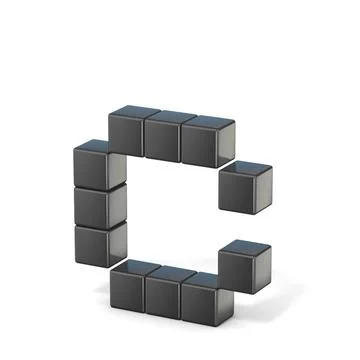 8 bit font. Lowercase letter C. 3D 8 bit font. Lowercase letter C. 3D rend... Stock Photos