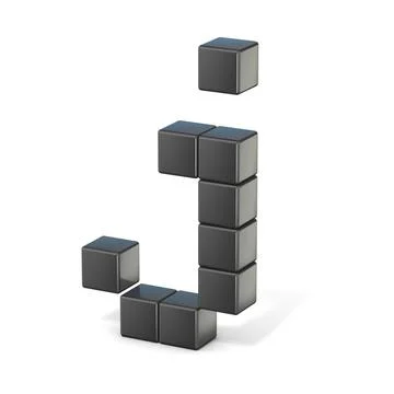 8 bit font. Lowercase letter J. 3D 8 bit font. Lowercase letter J. 3D rend... Stock Photos