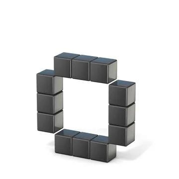 8 bit font. Lowercase letter O. 3D 8 bit font. Lowercase letter O. 3D rend... Stock Photos