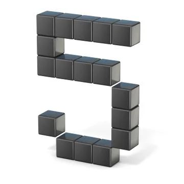 8 bit font. Number 5. 3D 스톡 일러스트