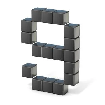 8 bit font. Number 9. 3D 스톡 일러스트