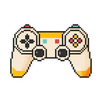 8 bit gamepad icon. Pixel art object. Old school computer graphic style. Stock Illustration
