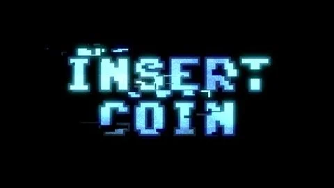 8 bit glitch insert coin Stock Illustration