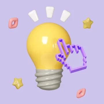 8 bit Hand holding Light Bulb. Employee with genius business idea. Plan strategy Illustrazione stock