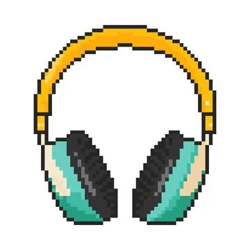 8 bit headphone icon. Pixel art object. Old school vintage game graphic. Stockillustratie