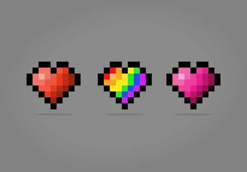 8 bit heart symbol pixels. Love icon in vector illustrations Stock Illustration