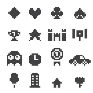 8 bit  icons set Stock Illustration