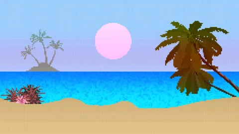 8 bit Island loop Stock Footage 169634471