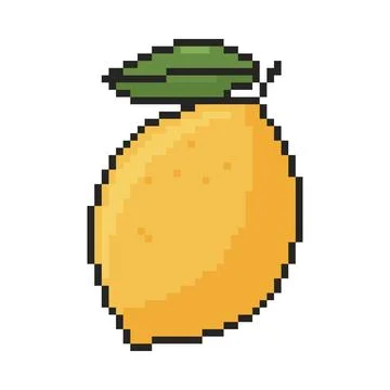 8 bit lemon icon. Pixel art object. Old school vintage game graphic. Illustrazione stock