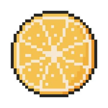 8 bit lemon icon. Pixel art object. Old school computer graphic style. Stock Illustration