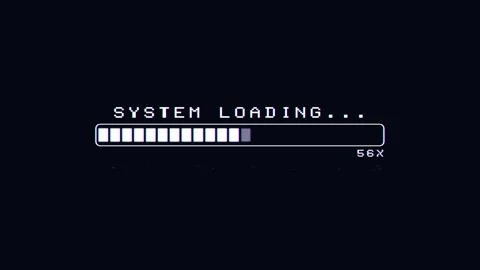 8 bit loading progress bar on black background Stock Footage 337088214