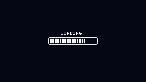 8 bit loading progress bar animation on a black background with retro pixelat Stock Footage 346505063