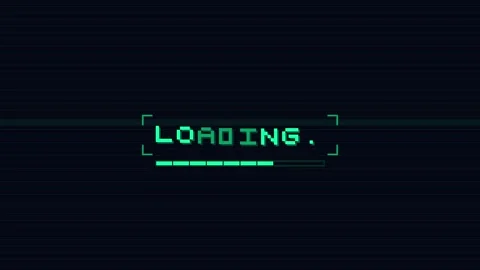8 bit loading screen with glitch effect and pixelated progress bar on dark Stock Footage 346505064