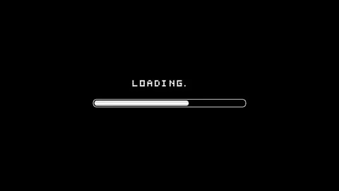 8 bit loading screen with pixelated progress bar on black background Vidéo 346505073