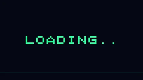 8 bit loading screen with retro pixelated neon green text and glitch animatio Stock Footage 346505085