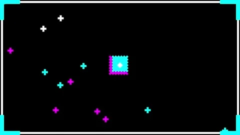 8 bit neon pixel art animation of geometric diamond and cross symbols on blac Stock Footage 345593238