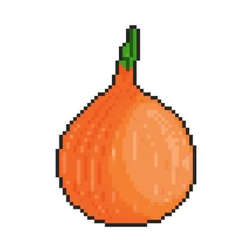 8 bit onion icon. Pixel art object. Old school vintage game graphics. Illustrazione stock
